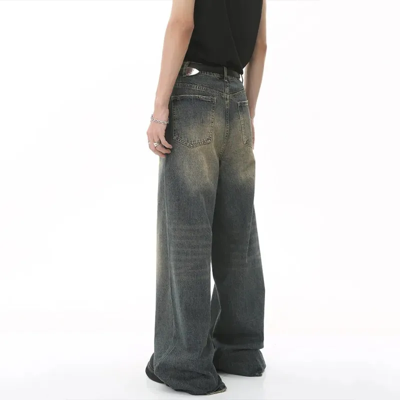Summer Men's Denim Pants Old Blue Washed Male Jeans Straight Casual Menwear Loose Wide Leg Trousers New Fashion 9C354 — image 6