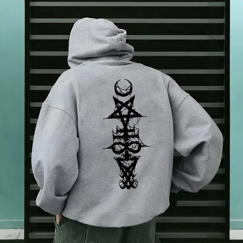 Mens Gothic Hoodie Satanic Symbol Print Street Fashion Warm Pullover Unisex Oversized Sweatshirt Outerwear Autumn Winter Outwear — image 16