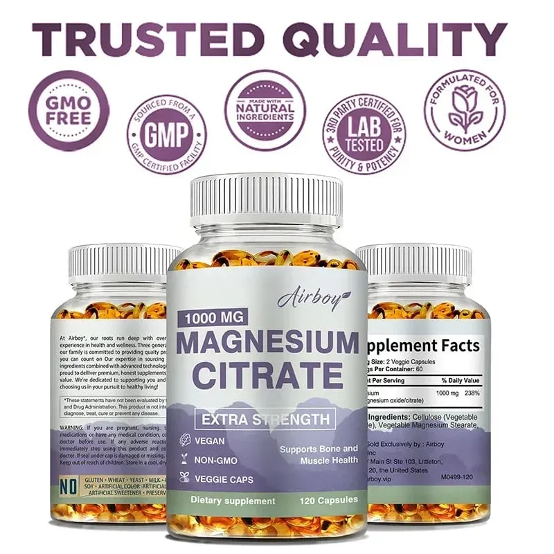 Magnesium Citrate - Supplement for Stress Relaxation Bone Sleep Heart Health Nerve Muscle & Metabolism — image 5