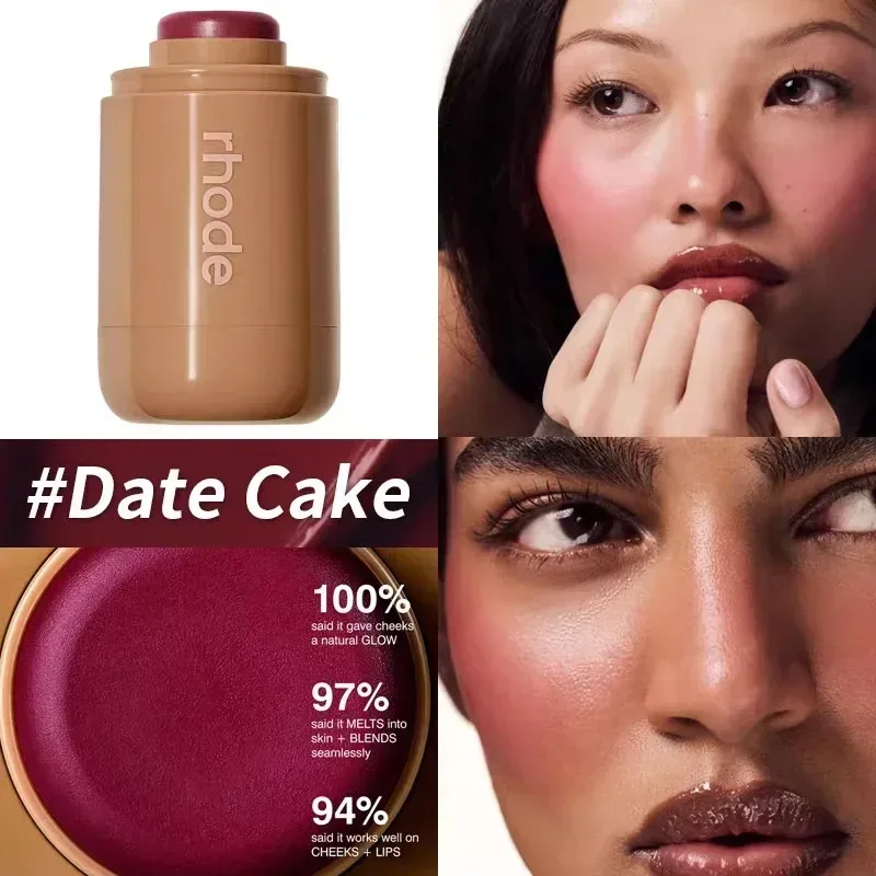 INS Pocket Powder Blusher Stick Lip Cheek Hydrating Stick Natural Rouge Powder Blusher Cream Lipstick Cheek Teacup Candy Color