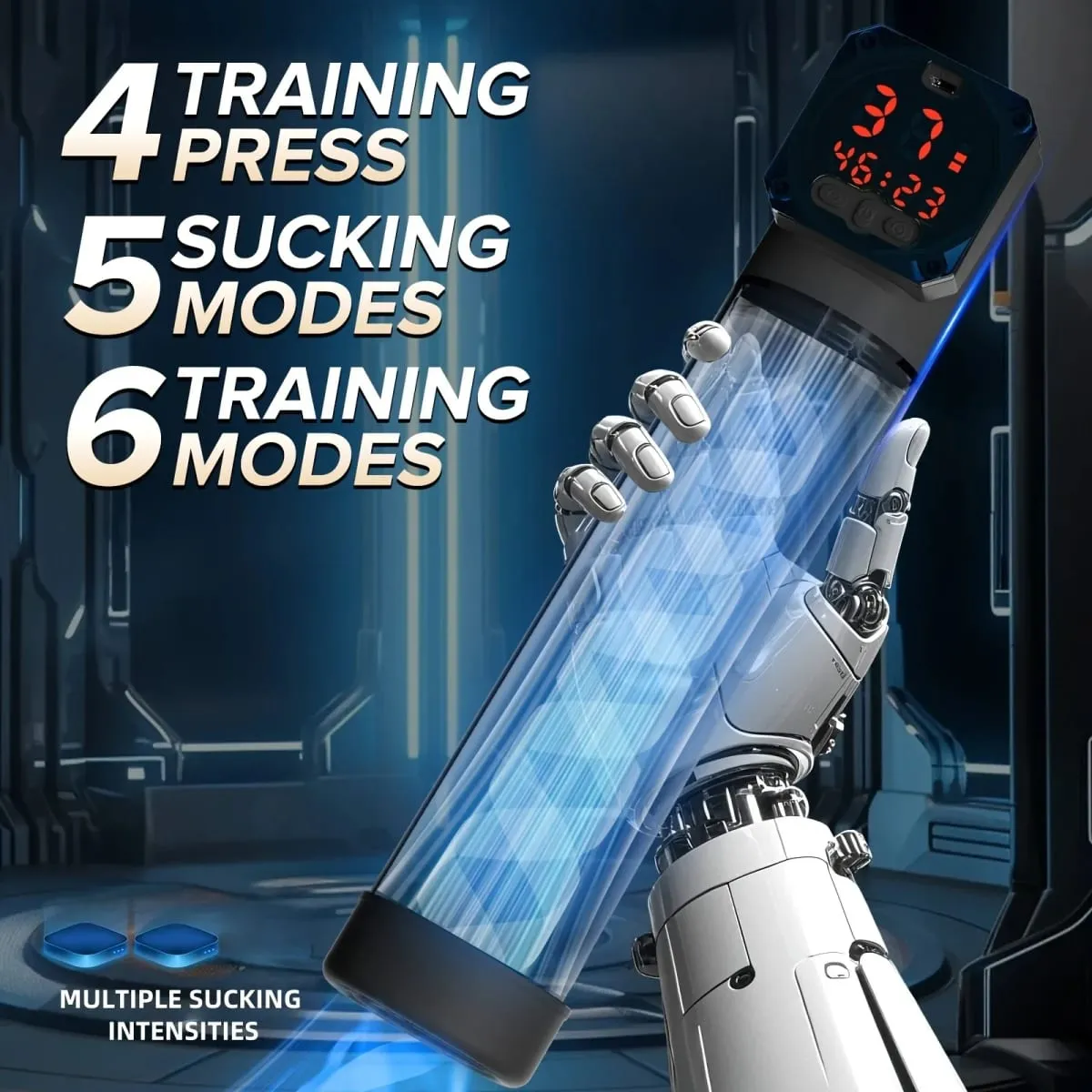Electric Male Masturbators Penis Pump Vacuum Suction Vibrator 5 Suction 6 Training Mode Waterproof Digital Display Adult Sex Toy
