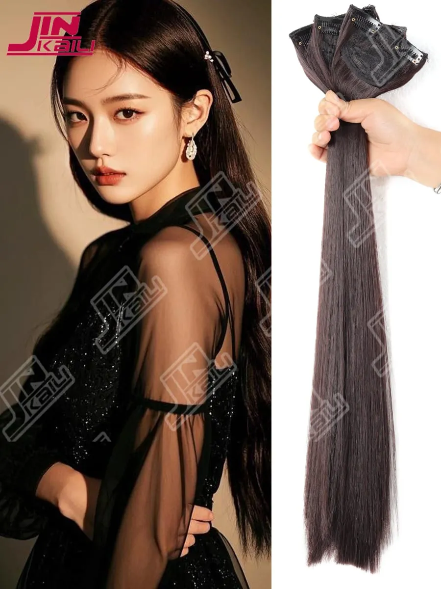 JKL Potongan Ekstensi Rambut Panjang Peningkatan Volume Realistis Set Tiga Potong Tanpa Jejak Tak Terlihat Ekstensi Rambut Sintetis Asia — image 9