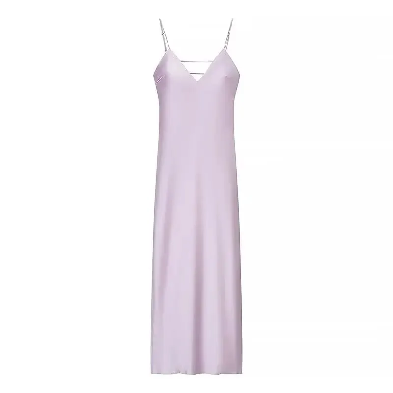 Kobiety Off Shoulder różowe satynowe sukienki Maxi moda bez rękawów Backless Bodycon suknie z wycięciami kobiece wieczorowe szaty imprezowe 2025 — image 9