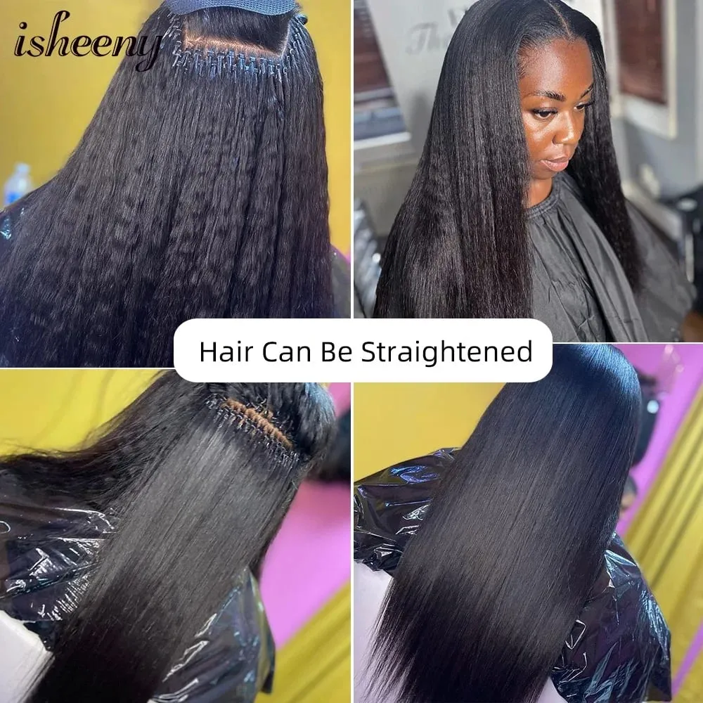 Yaki Straight Microlink I Tip Hair Extensions 12"-20" Virgin Human Hair Micro Loop Ring Hair Kinky Straight Hair For Women — image 3