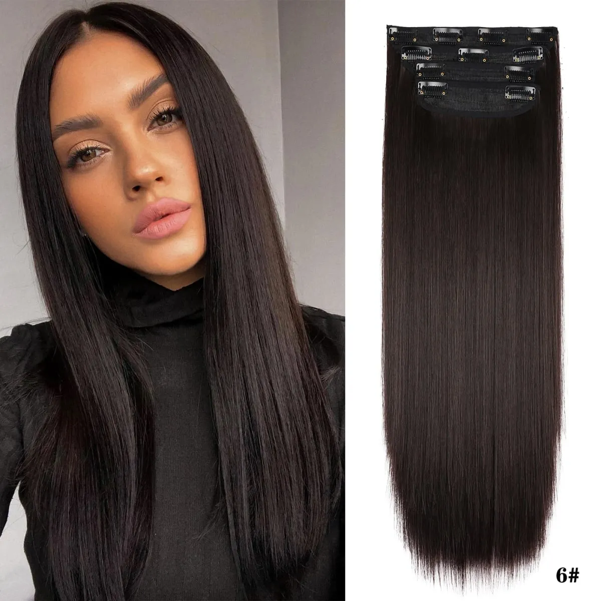 Leeons Wavy Clip In Hair Extensions 4 PCS Natural Soft Long Wavy Hairpieces Thick Double Weft Clip In Hair Extensions For Woman — image 26