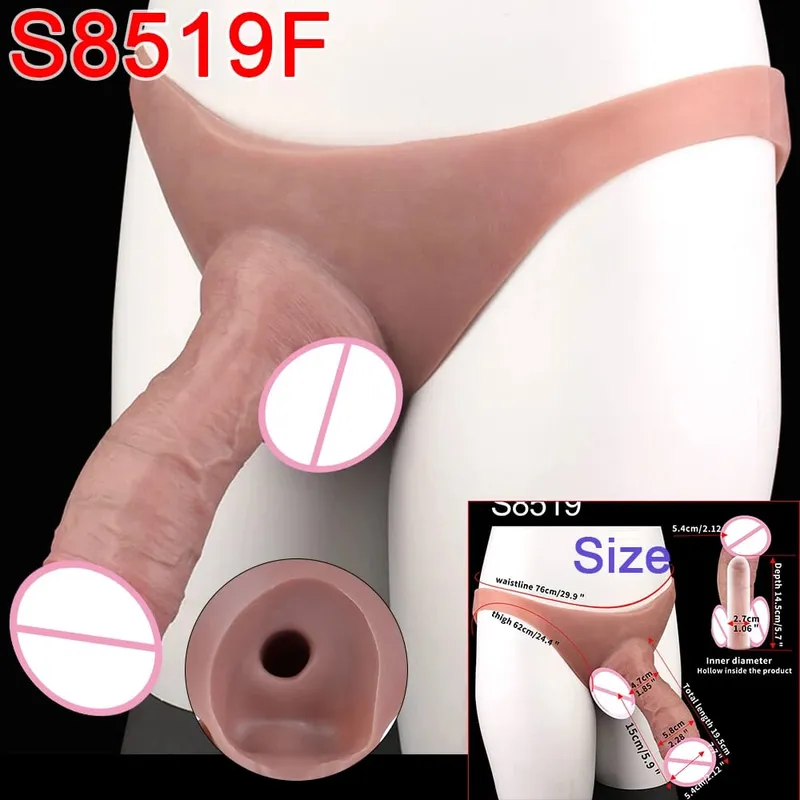 Mandlige Strap-On Long Hollow Dildo Ultra Realistic Penis Extend Sleeve Bukser насадка на член Mandlige Cock Cover Sexlegetøj — image 29