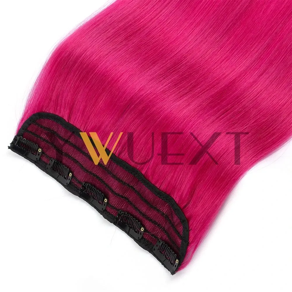 Light Weight Clip in Human Hair One Piece Fancy Colors 9 inches Width with 5 Clips Natural Straight Clip in Hairpiece 12''-20''