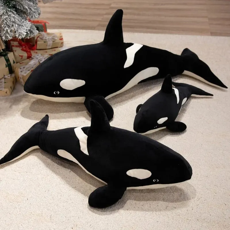 50/70cm orca baleia assassina almofada de pelúcia macio preto branco baleia lance travesseiro quarto sofá decoração oceano temático travesseiro de pelúcia presente