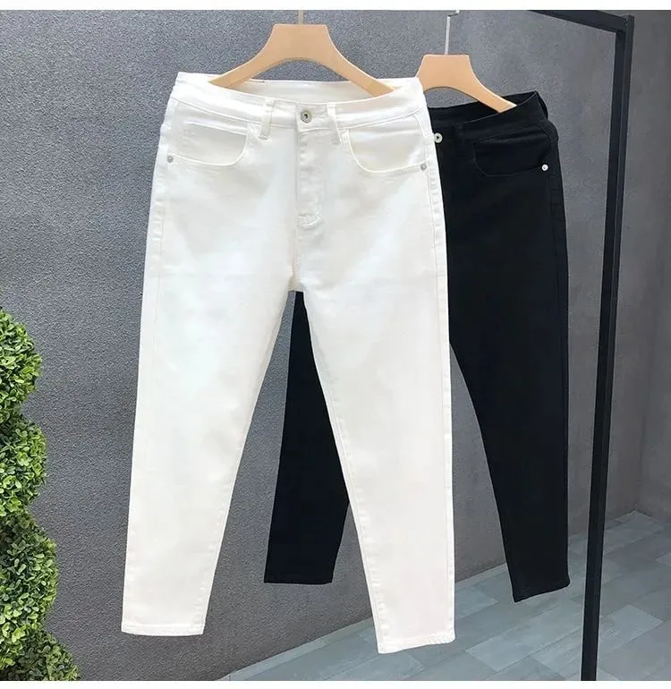 2023 Spring and Autumn New Classic Fashion Solid Color Elastic Casual Jeans Men's Comfortable High-Quality Small Foot Pants 36 — image 7