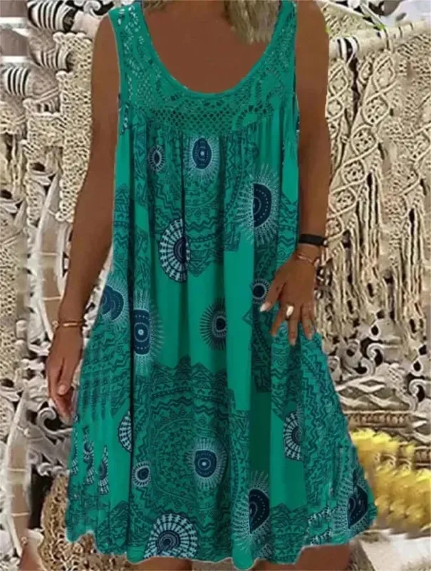 Damen-S-5XL-Größe, digital bedruckt, schulterfrei, sexy Leibchen, locker sitzendes Kleid, Spitze, Freizeitkleid, Sommerkleid — image 7