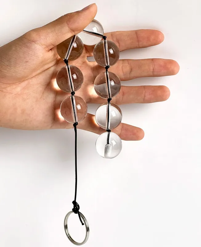 New Glass Anal Trainer Toy with Ring Vagina Plug Butt Plug Anal Beads Prostate Massager - Sex Toys for Anal