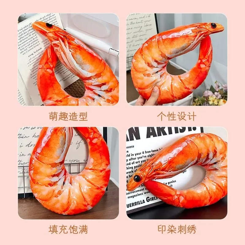 Bantal Leher Udang Lucu Bantal Perjalanan Berbentuk U Lembut Lembut Bantal Leher Simulasi 3D untuk Tidur Siang Kantor Pesawat Mobil — image 10