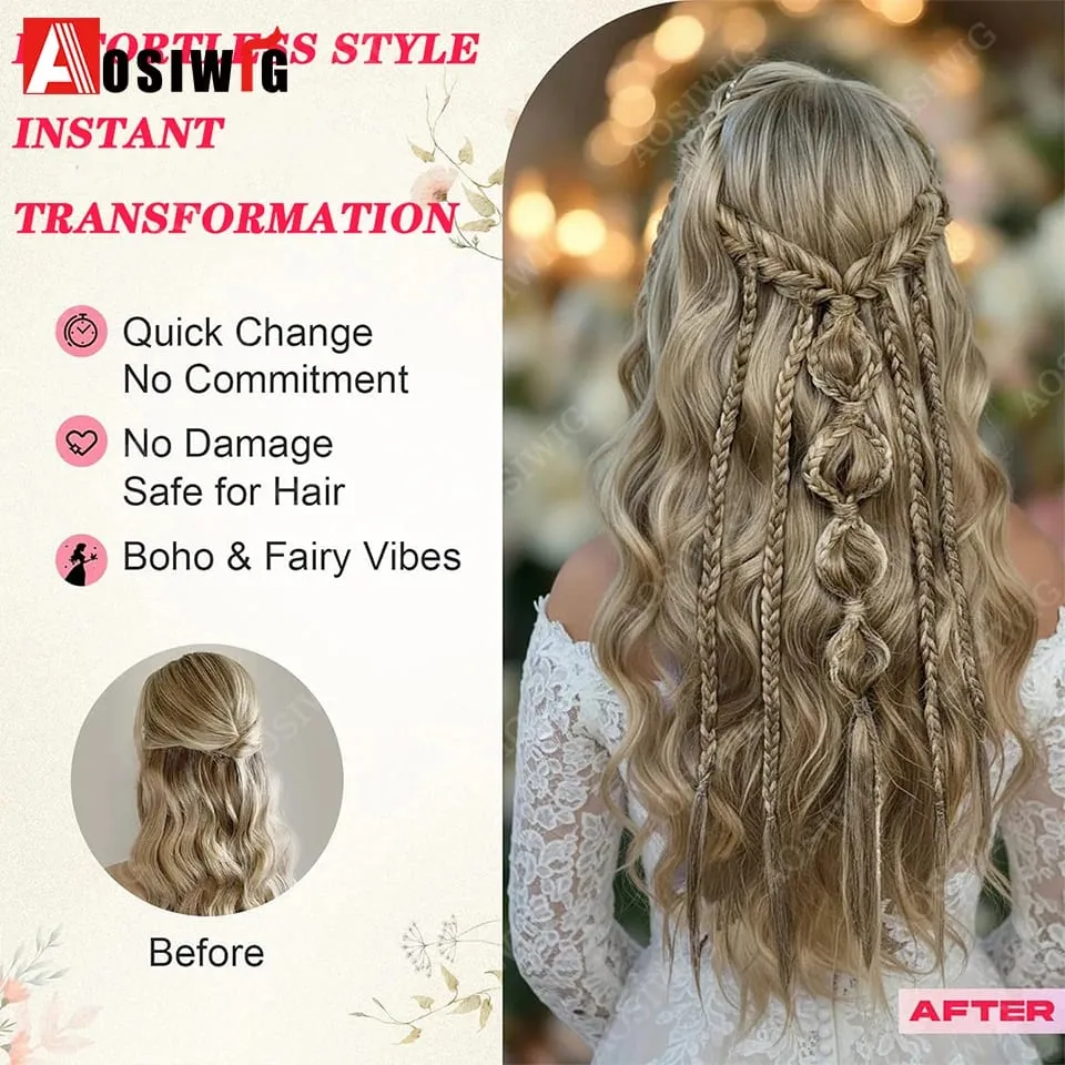 Bohemian BB Clip Braided Hair Extension Bubble Braid Hair Pin Handmade Braid Hair Piece Vintage Wedding Hair Accessories For Wom — image 5