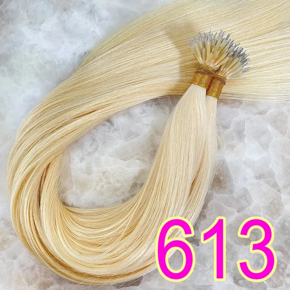 Micro Ring Hair Extension Ombre 100% Virgin Human Hair Extensions Nano Ring Micro Beads Tip Thick Full Head 18"-30"extensiónes — image 12