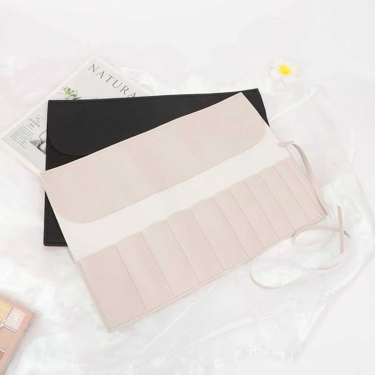 Roll Up Makeup Brush Holder Makeup Brush Organizer Travel Makeup Brushes Bag Cosmetic Bags Pouch For Women Eyebrow Brushes — image 3