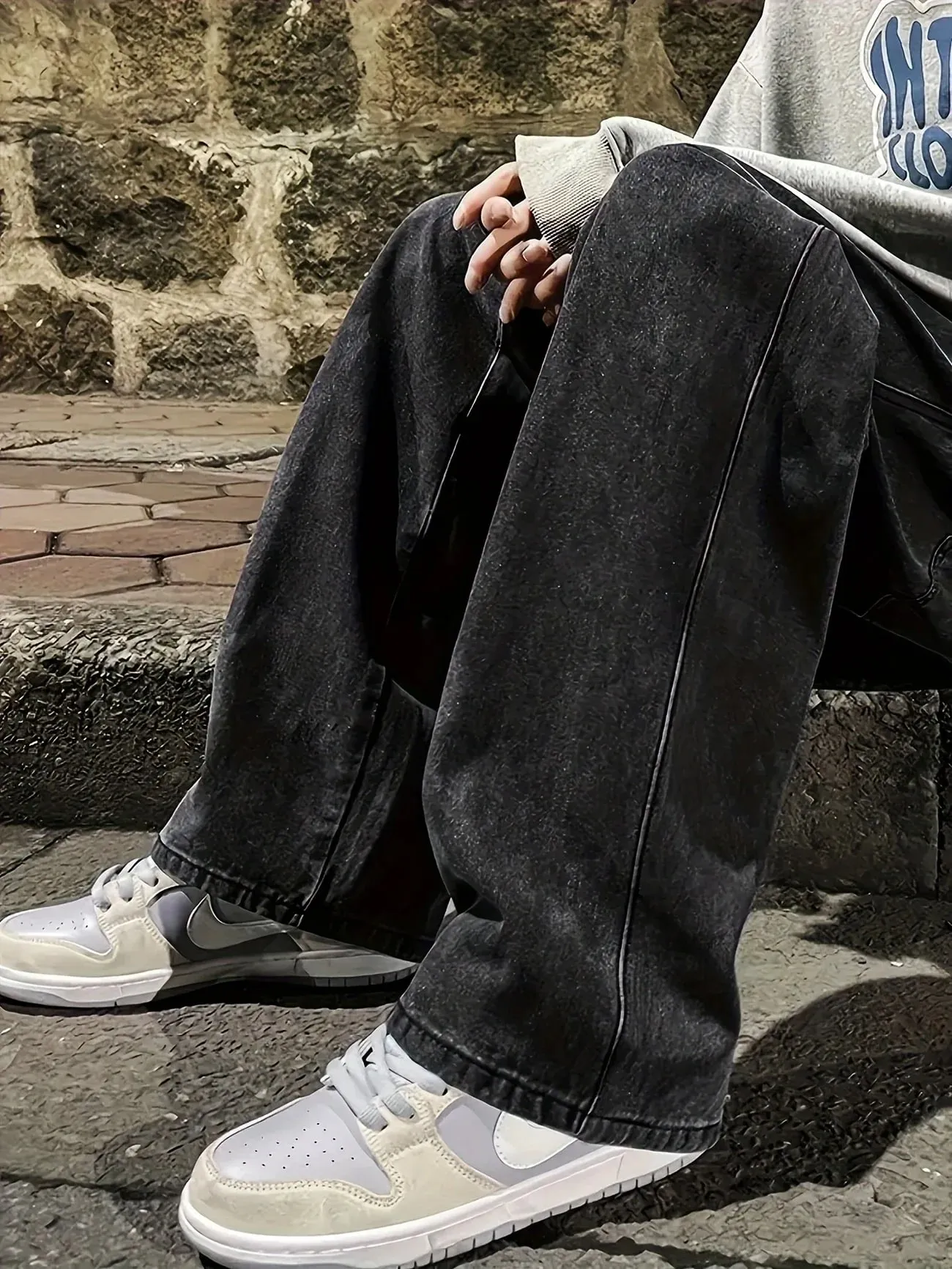 Men's Regular Fit Multi-Pocket Jeans Street Style Cotton Blend Denim Black Gray Non-Stretch All-Season Wear Classic Desi — image 5