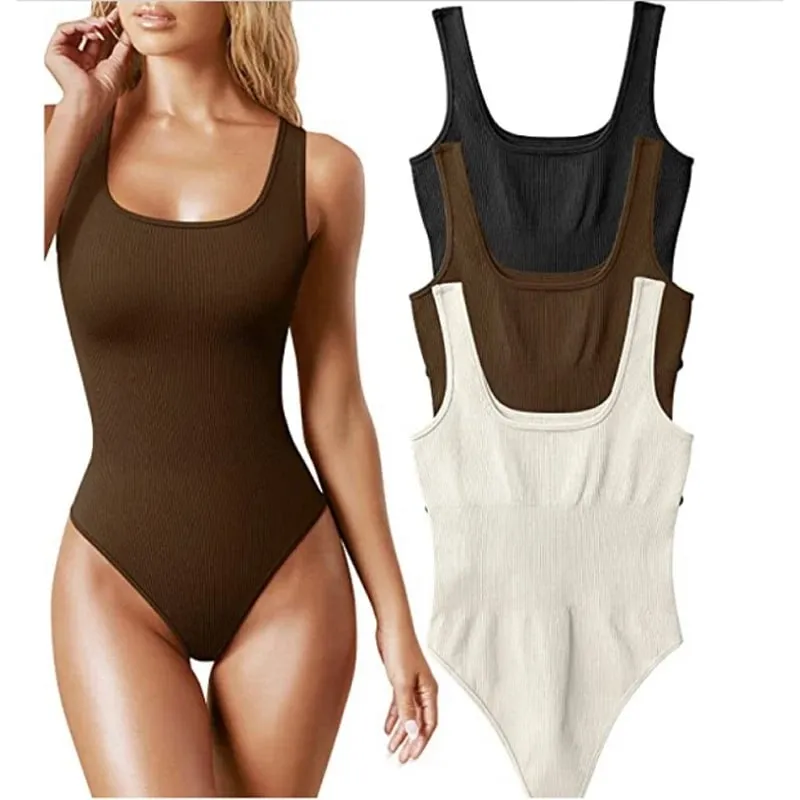 summer solid sexy bodycon women bodysuits female Knit slim casual bodysuit chic lady club short playsuits femme — image 2