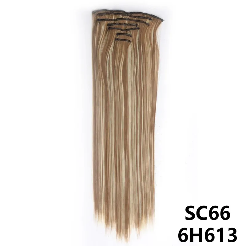 Long Straight Synthetic 16 Clips In Hair Extensions 7Pcs/Set High Temperature Fiber Black Brown Blonde Hairpiece For Women — image 15