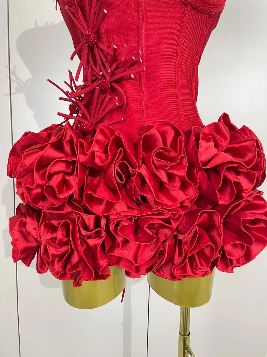 Sexy Halter Prom Gown Celebrity Club Two Piece Set Cocktail Elegant Women Fashion Luxury Birthday Party Red Black Bandage Outfit — image 6