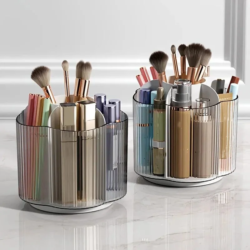 360° Rotating Makeup Brush Holder Detachable 6 Grids Cosmetics Storage Box Round Revolving Makeup Brushes Tools Organizer Box — image 6