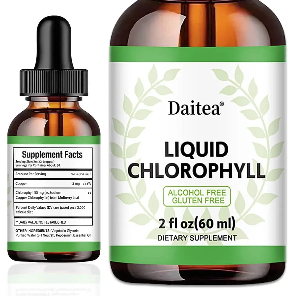 Tekuté kapky chlorofylu - Antioxidanty Játra Detox Kolagen pro podporu imunity pro zdraví vlasů a pokožky - Vegan bez GMO — image 1