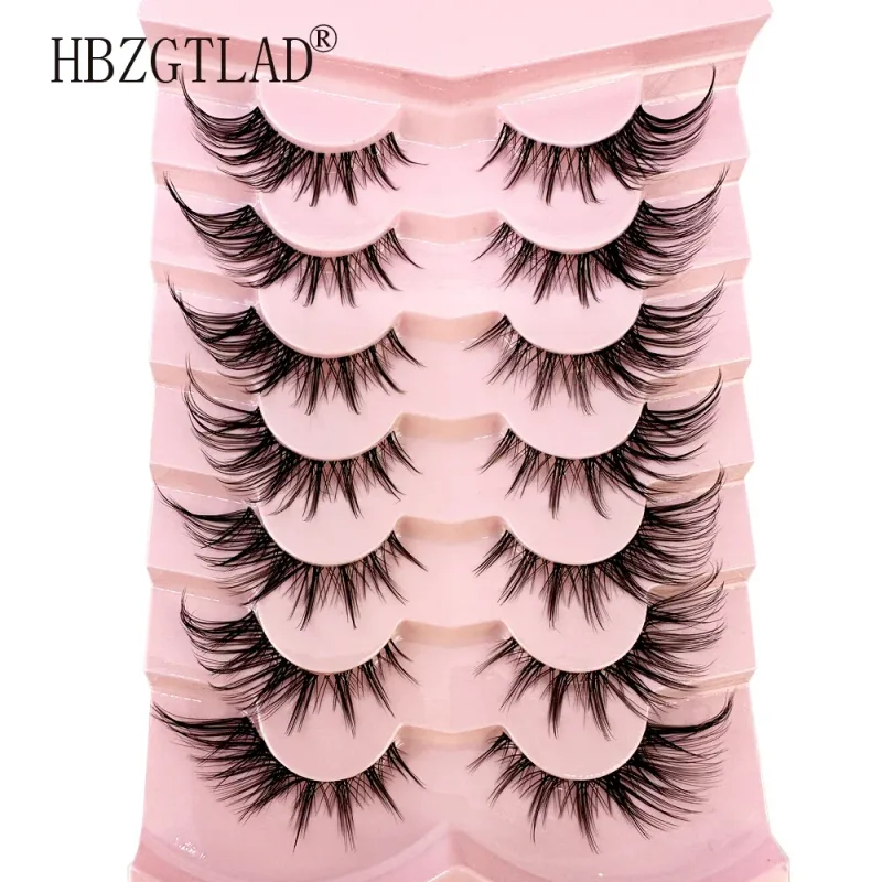 7/8PairsCat Eye Eyelashes manga Lashes 3D Clear Band Lashes naturalHalf Lashes End Eye Elongated Mink Eyelashes Fluffy Eyelashes