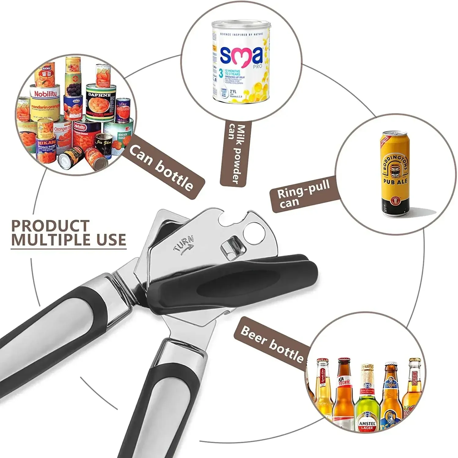 Professional Iron Manual Can Opener Multifunctional Stainless Steel Beer Handle Can Opener Kitchen Gadgets Bottle Openers Jar