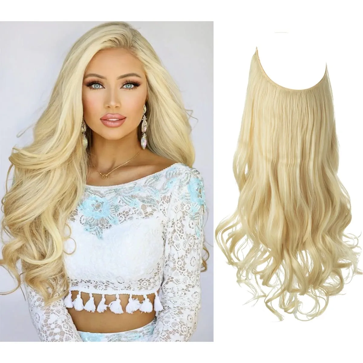 Nice Premium Synthetic Invisible Wire With Clip In Hair Extensions Daily Use Hairpieces Long Brown Natural Wavy Fake Hair piece — image 21
