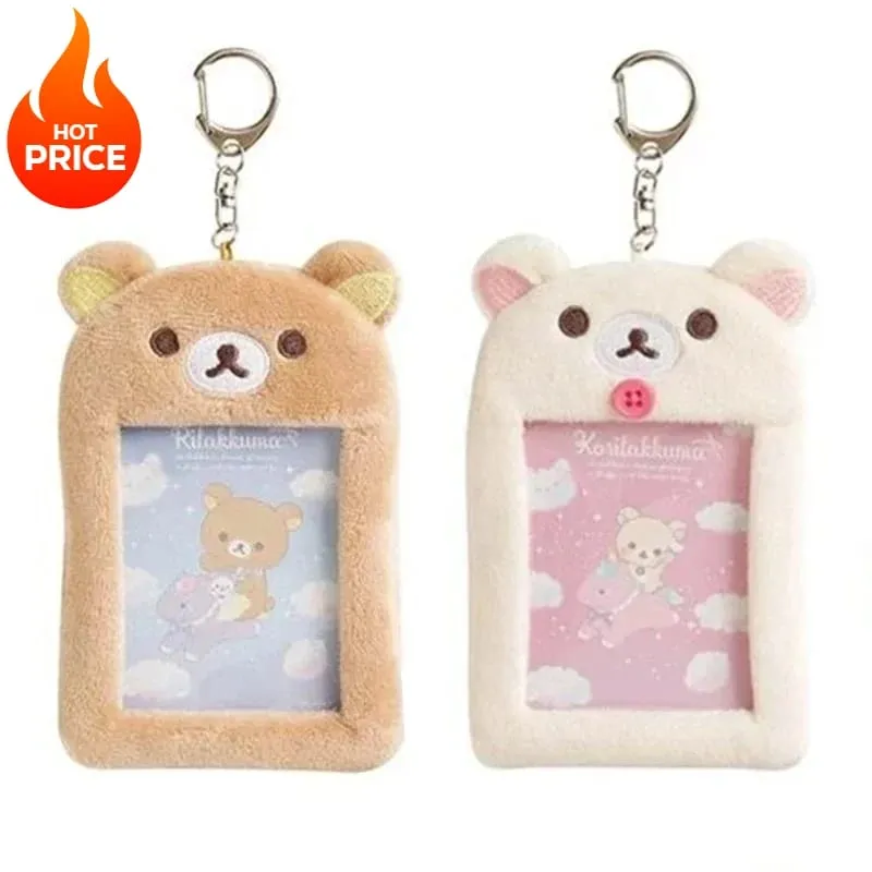 Rilakkuma Plushes ID Card Holder Keychains New Anime Relax Bear Passport Cover Key Ring School Bus Bank Cards Bags Pendants Gift — image 1