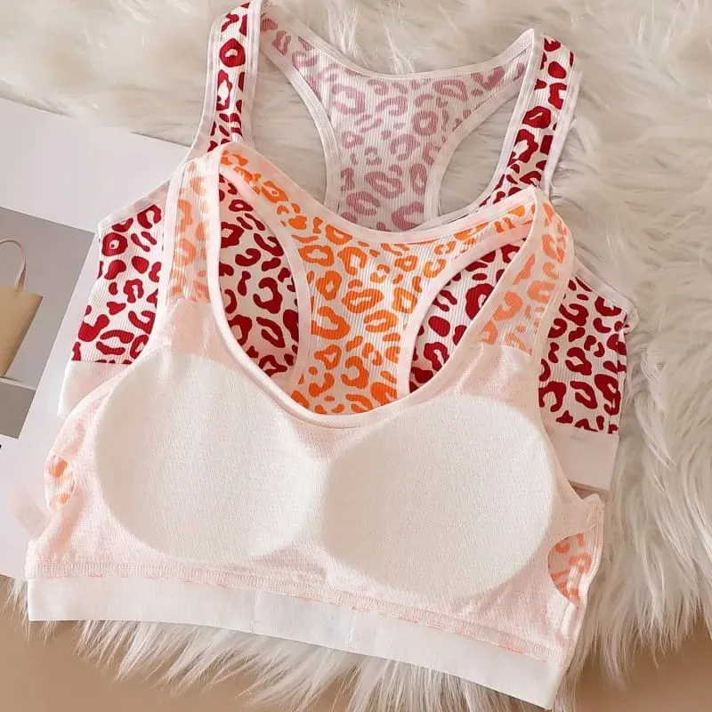 Set Bra Mulus Bra Nirkabel Bentuk Y Macan Tutul Wanita Celana Dalam Pinggang Rendah Pakaian Dalam Seksi Set Pakaian Dalam Wanita Bra Olahraga — image 7
