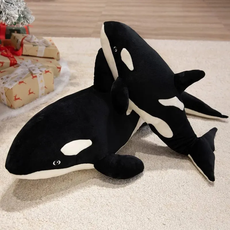 50/70cm orca baleia assassina almofada de pelúcia macio preto branco baleia lance travesseiro quarto sofá decoração oceano temático travesseiro de pelúcia presente