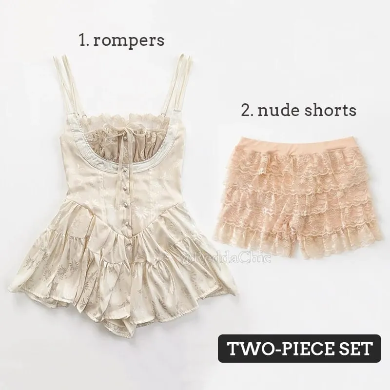 REDDACHiC Medieval Retro Satin Mini Dress & Lace Shorts Coquette Floral Corset Camisole Rompers Date Party Summer Women Clothes — image 10