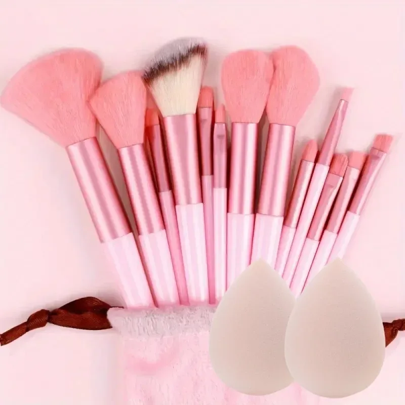 13Pcs Soft Fluffy Makeup Brushes Set for Cosmetics Foundation Blush Powder Eyeshadow Kabuki Blending with Makeup Sponge Egg