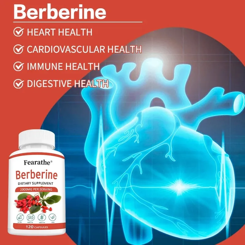 Berberine Capsules 2000mg - Cardiovascular and Digestive Health Balance Liver Health Digestion Non-GMO — image 2