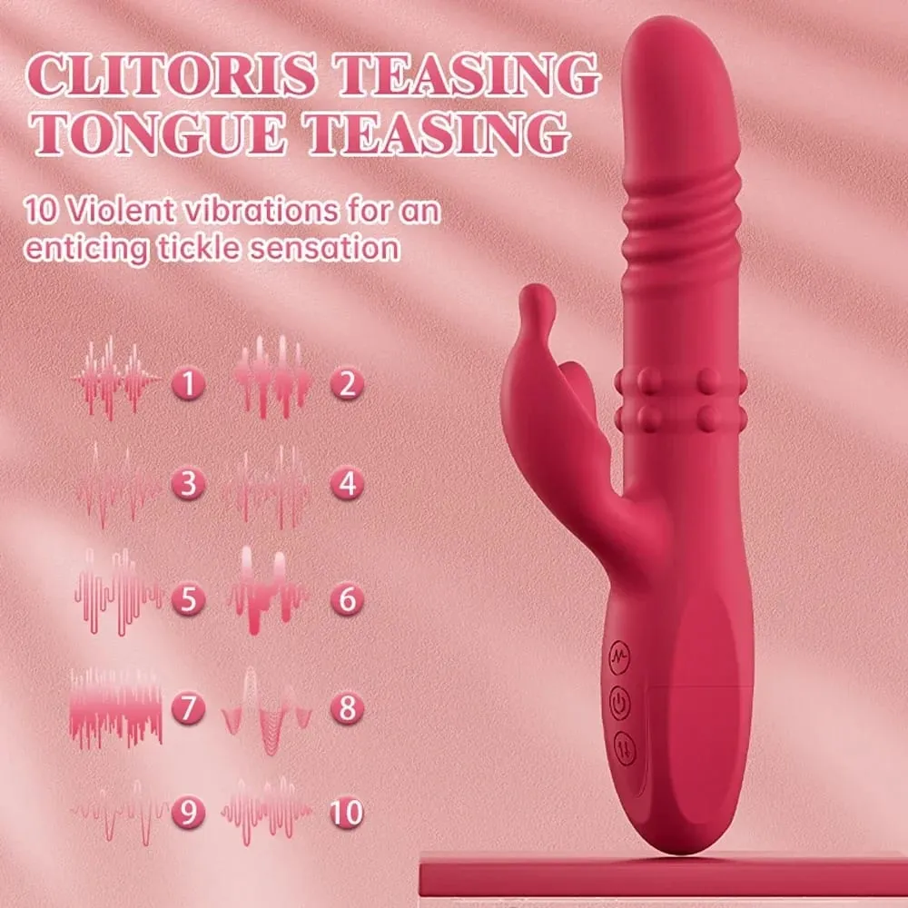 Rabbit Vibrator for Women 10-Speed Thrusting Dildo Clit & G-Spot Stimulator Rotating Mode Couples Sex Toy for Pleasure