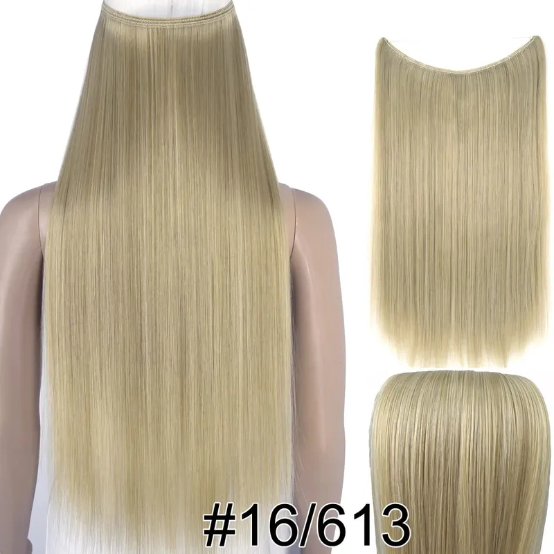 Synthetic Heat Resistant Hair Silky Straight Elasticity Invisible Wire Hair Extensions 8006 — image 21