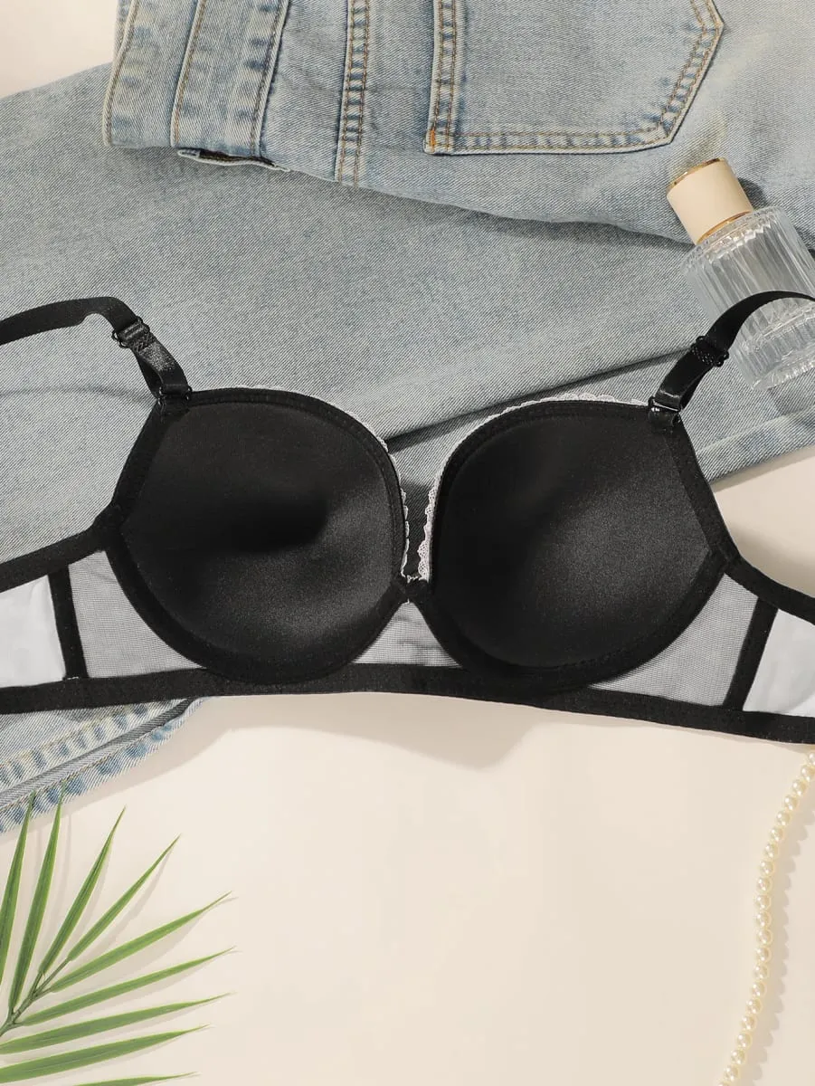 Hot selling 2 sexy printed pattern bras with gathered push ups adjustable shoulder straps underwear set A3122 — image 4