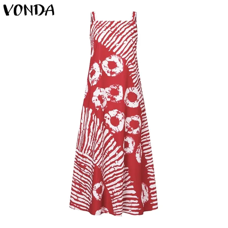 Plus Size 5XL Summer Bohemian Printed Maxi Dresses Sleeveless Party Beach Sundress Tank Long Vestido Casual Holiday Robe — image 5