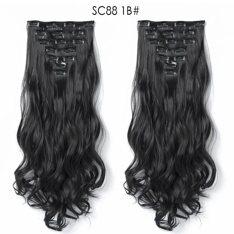 7pcs/Set Long Straight Hair Extension 16 Clips High Tempreture 22inch Synthetic Hairpiece Clip in Red Hair Extensions for Women — image 25