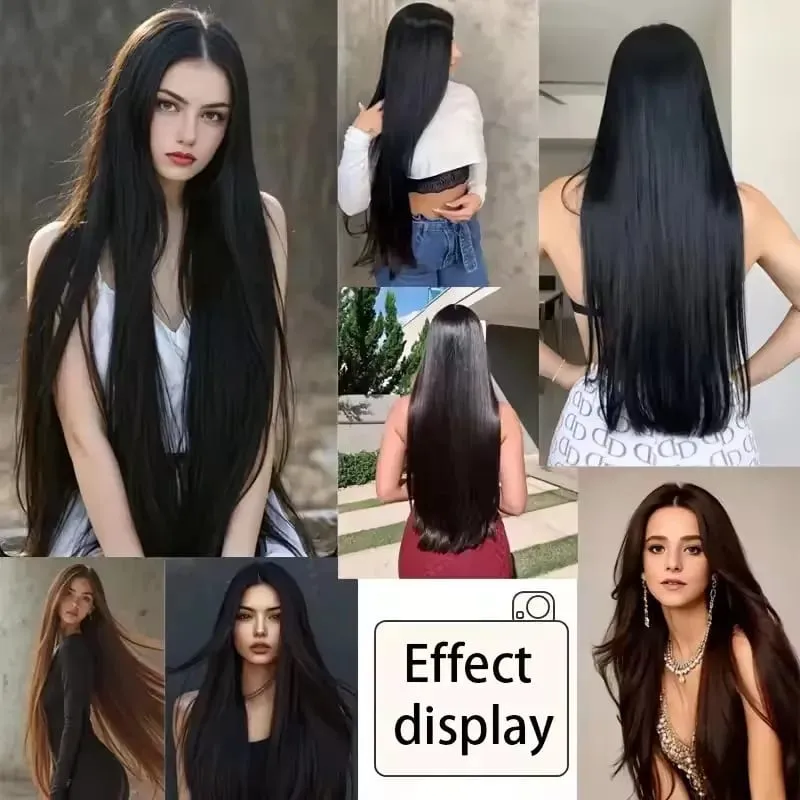 Extensión de cabello sintético para mujer, hilo Invisible, sintético, Natural, falso, largo, liso, Rubio, 32 pulgadas — image 7