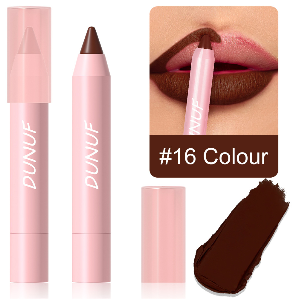 18-Colors Lipstick Pencil Waterproof Sexy Red Matte Contour Tint Lipstick Lasting Non-stick Cup Lipliner Pen Lip Makeup Cosmetic — image 12
