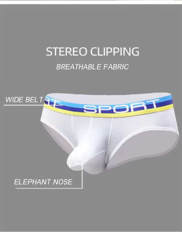 Elephant Nose Sexy Men Underwear U Convex Briefs Pouch Breathable Mesh Sexi Shorts Male Underpants Cueca Gay Penis Silk Summer — image 11