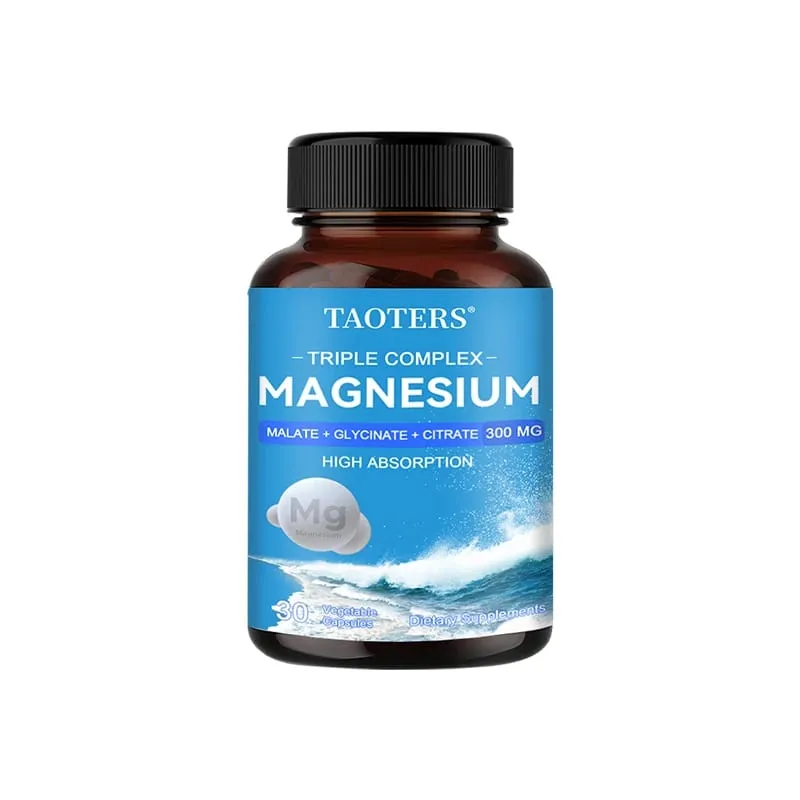 Magnesium Malate + Glycine + Magnesium Citrate 300 Mg - Supports Heart Health and Muscle Function; Improves Energy Mood