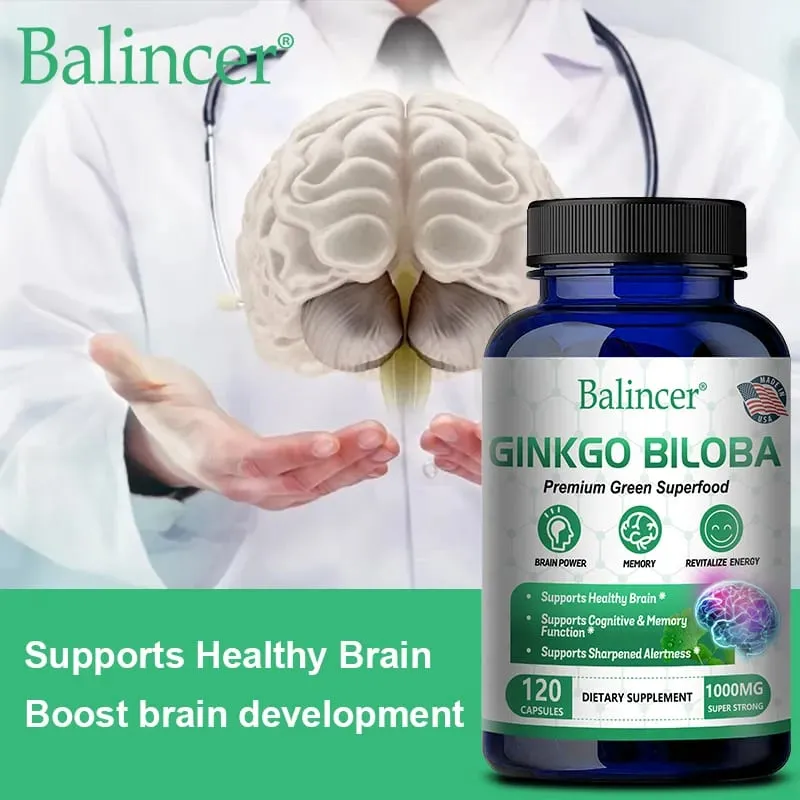 Ginkgo Biloba Extra Strength 1000mg Per Serving - Supports Brain Function and Memory Support 120 Vegetarian Capsules — image 2