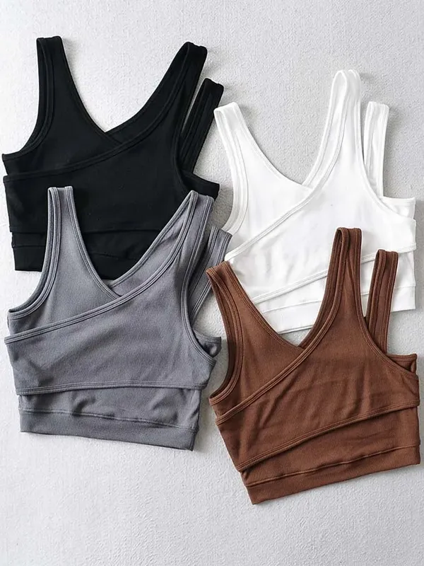 Sexy Camis Solid Knit Short Hollow Out Sleeveless Tank Tops — image 2