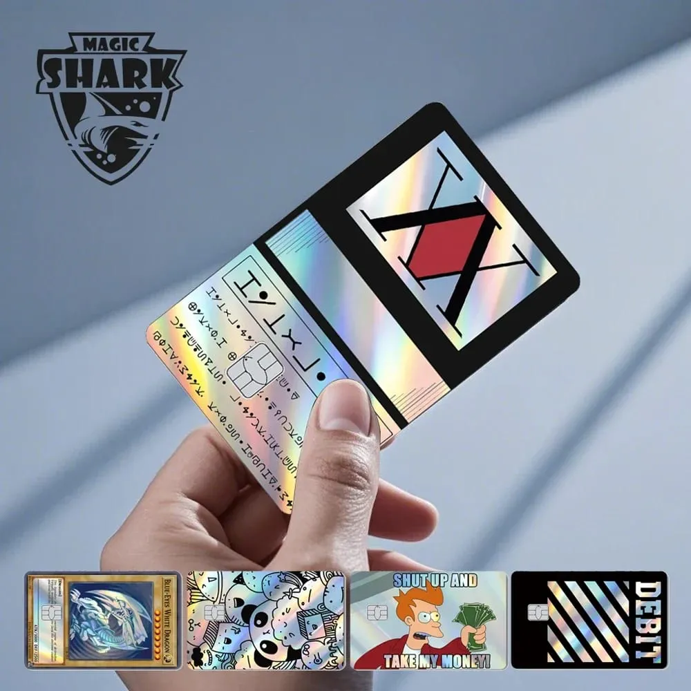 Magic Shark Skull Panda Hunter Broke Blue Eyes Dragon Laser Holographic Sticker Cover Film Skin for Credit Bank Debit Card — image 1