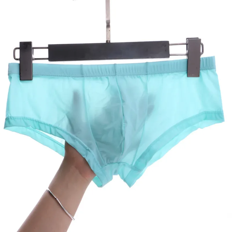 1pc Men's Ice Silk Low Waist Briefs Elastic Solid Color U-Convex Pouch Panties Lingerie Male Underwear Underpants — image 4
