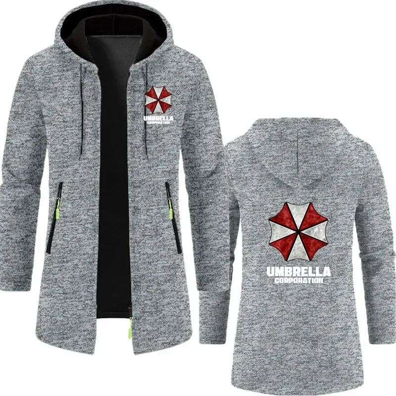 Umbrella company Men's long Hoodies Spring And Autumn Solid Color Zipper Pullover Comfort Harajuku Top Sweatshirts
