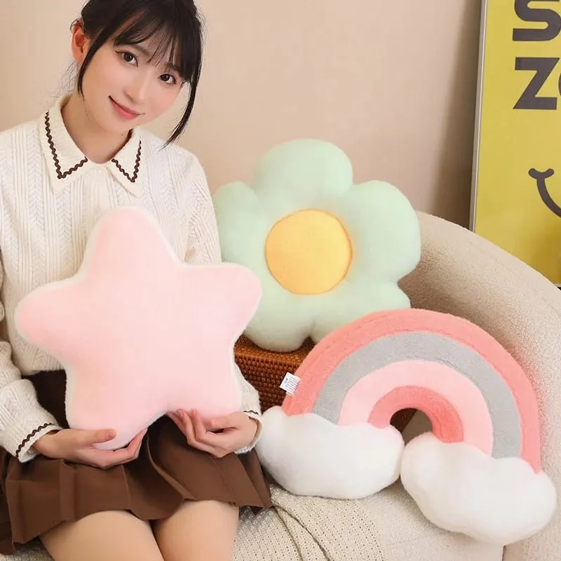 Candy Color Rainbow Cloud Star Moon Plush Pillow Stuffed Soft Flower Toy Throw Pillow Cushion Home Sofa Decor Gift for Friend — image 9