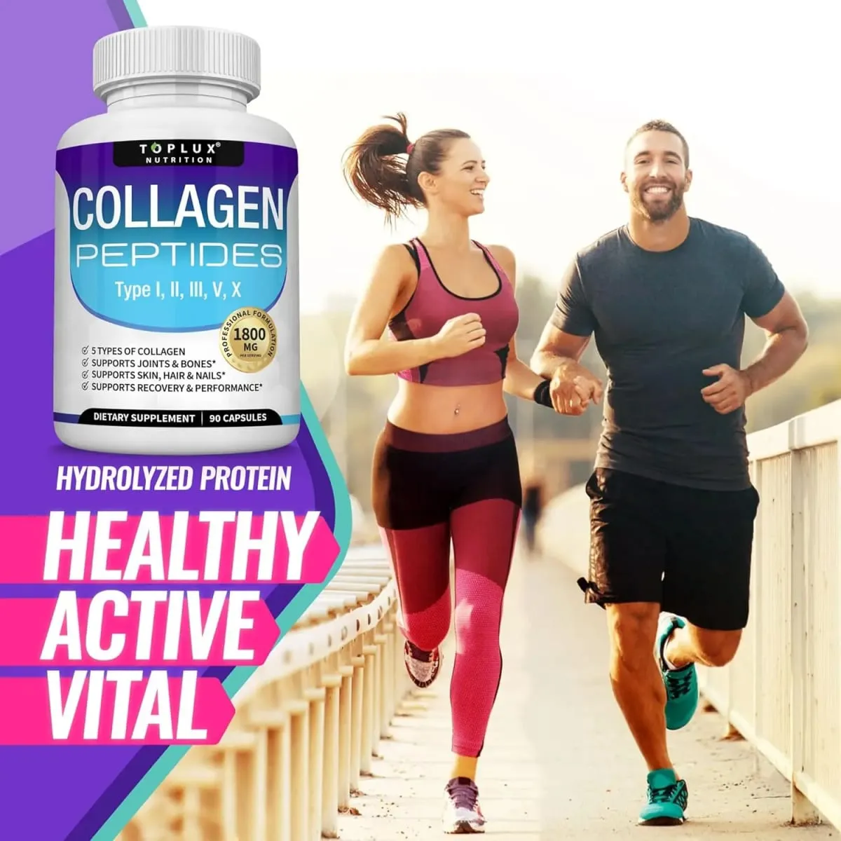 Cápsulas de péptidos de colágeno múltiple 1800 mg - Las píldoras complejas de colágeno de proteína hidrolizada promueven la piel y las articulaciones del cabello para hombres y mujeres — image 6